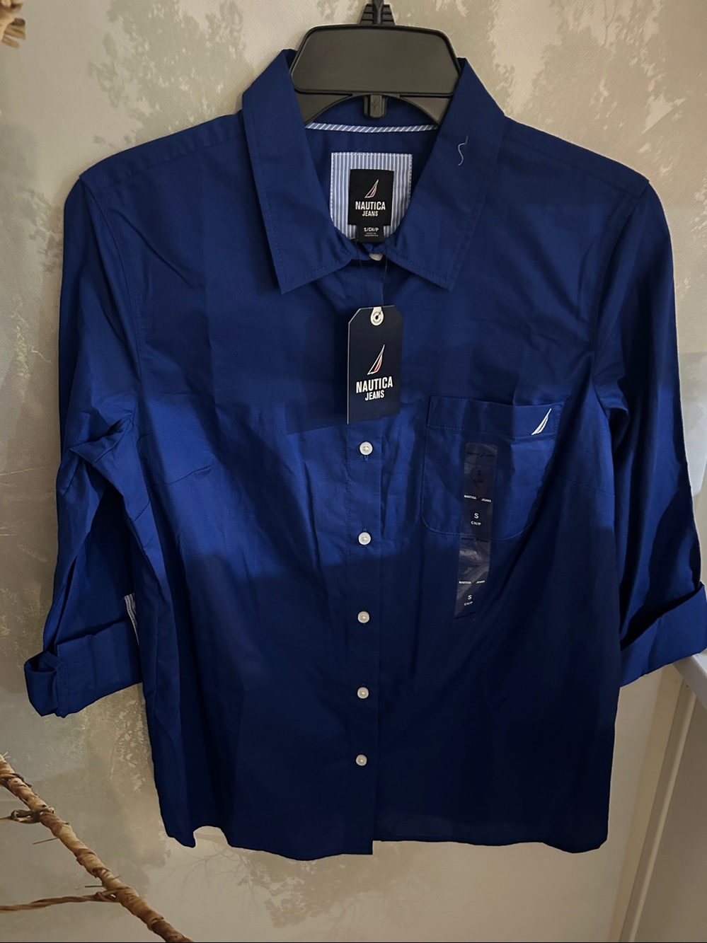 Nautica Men's Button-Front Dress Shirt in Deep Blue